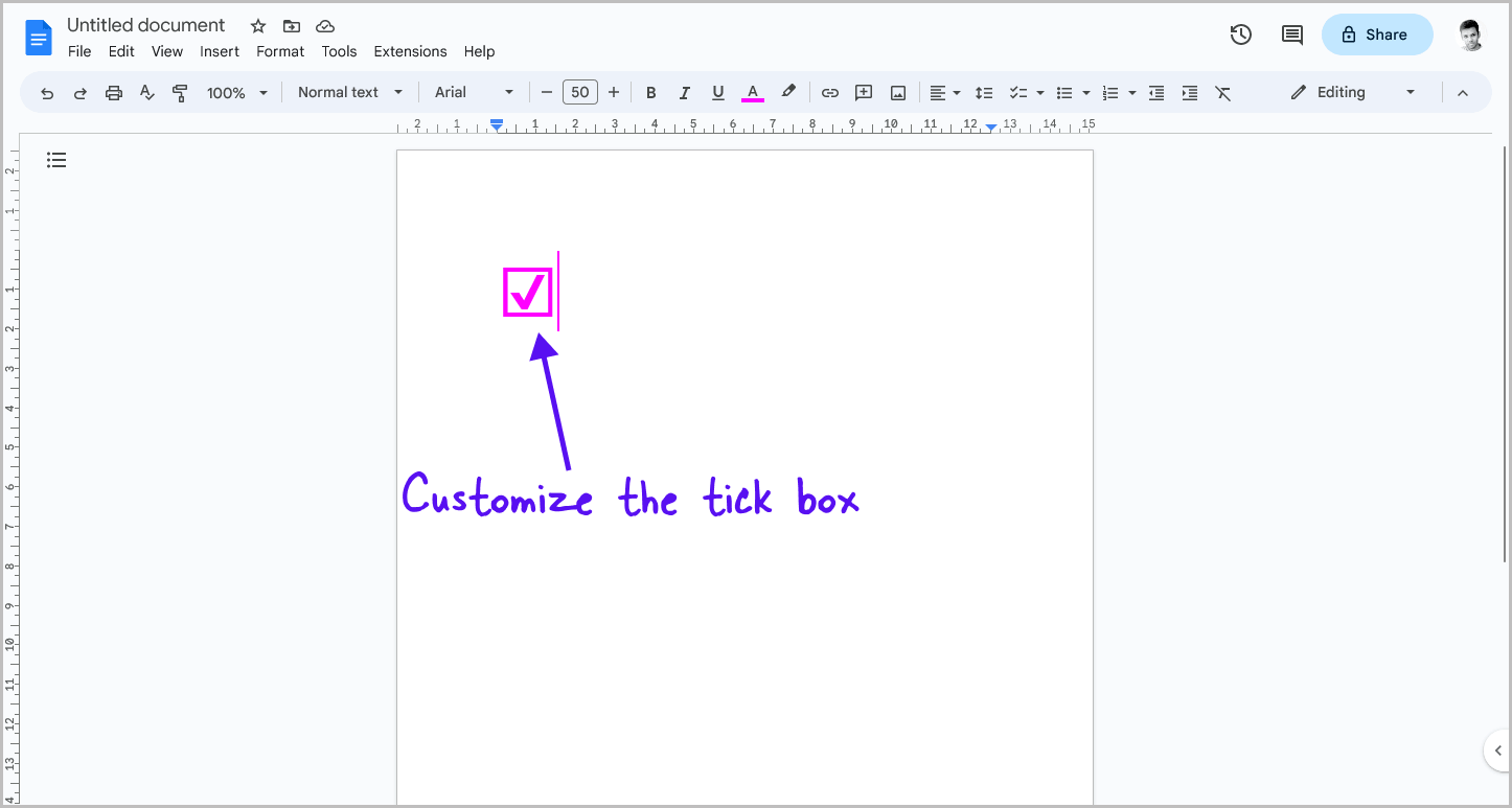 Insert Tick Box Symbol in Google Docs