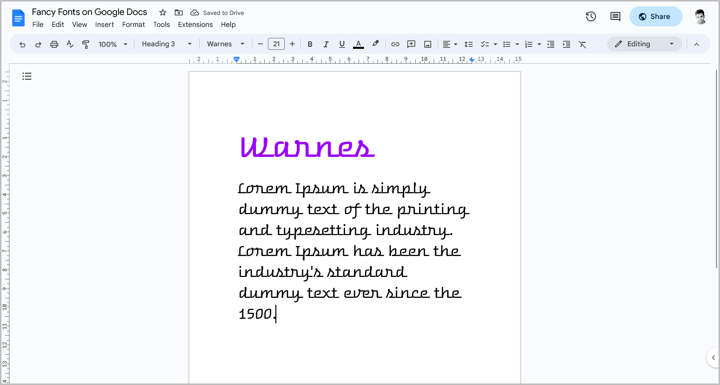 Fancy Fonts on Google Docs