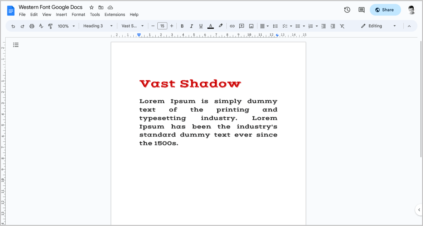 Western Font Google Docs