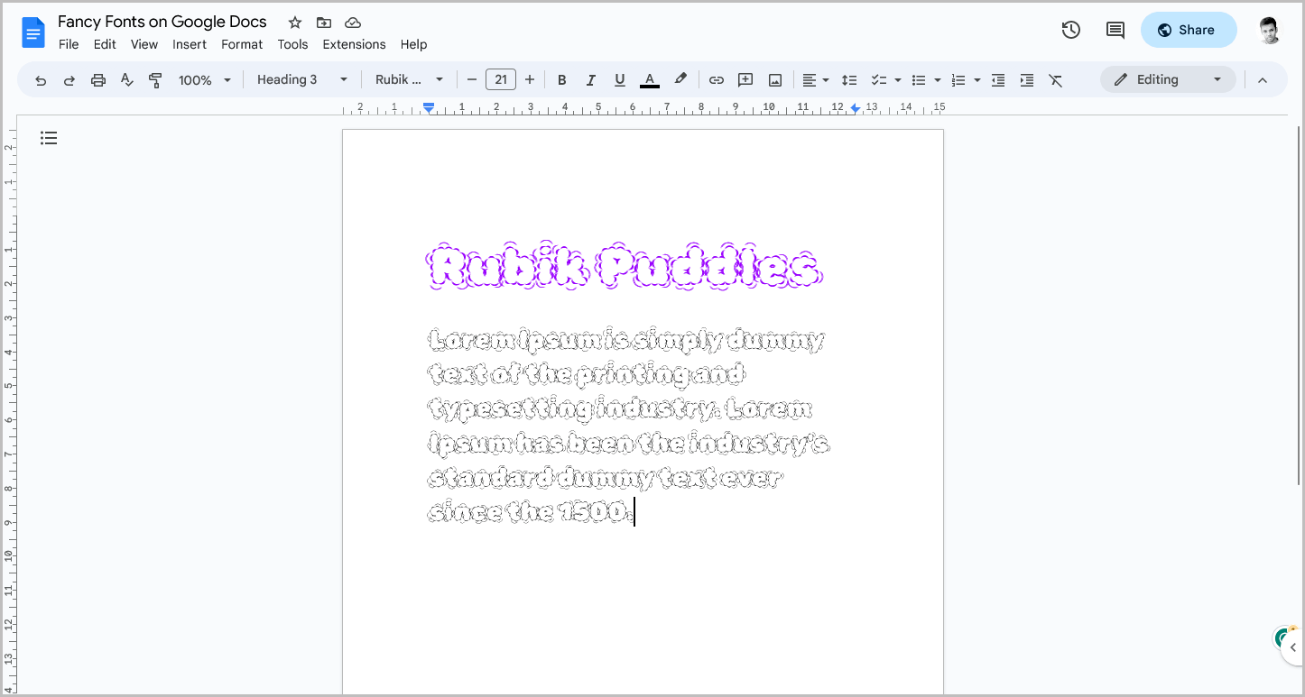 Fancy Fonts on Google Docs