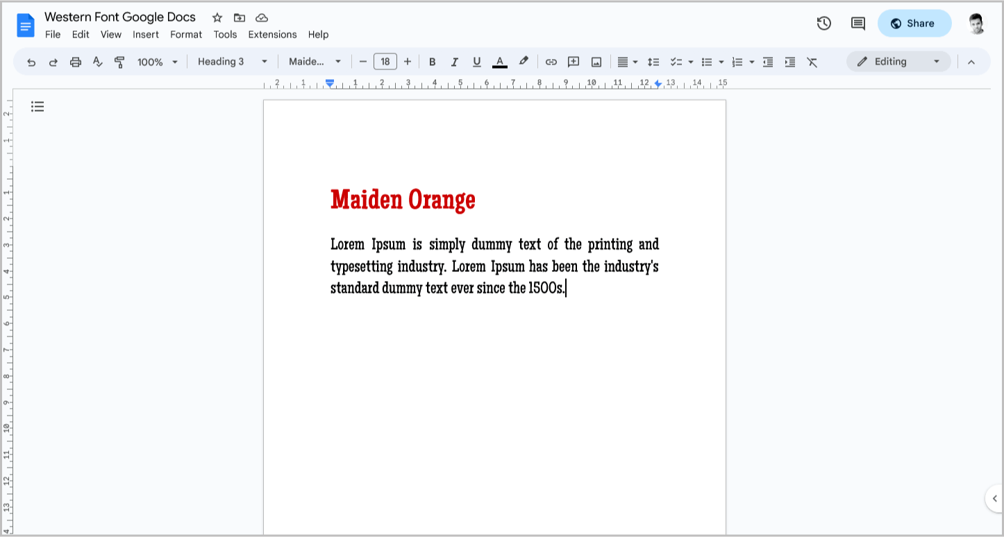 Western Font Google Docs