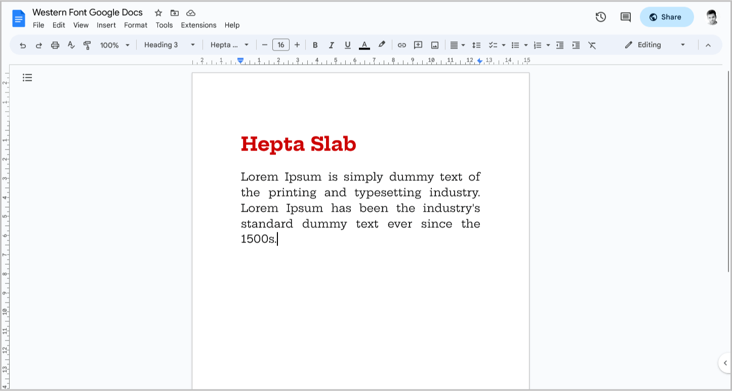 Western Font Google Docs