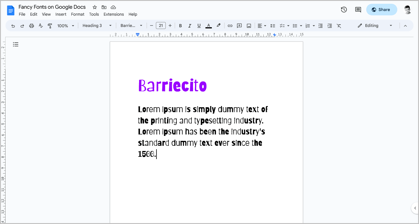 Fancy Fonts on Google Docs