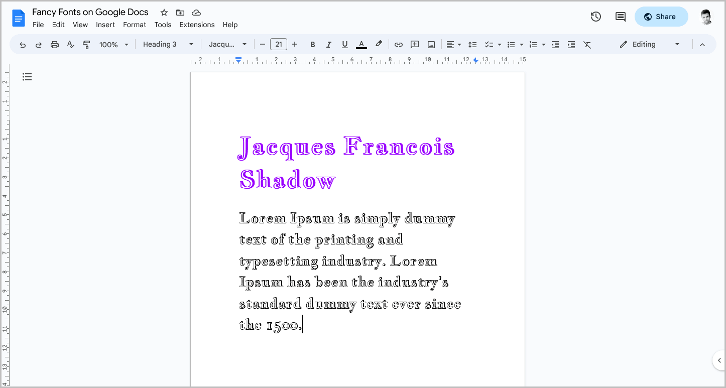 Fancy Fonts on Google Docs