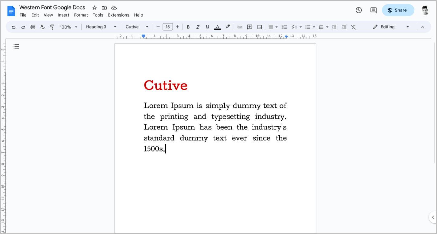 Western Font Google Docs