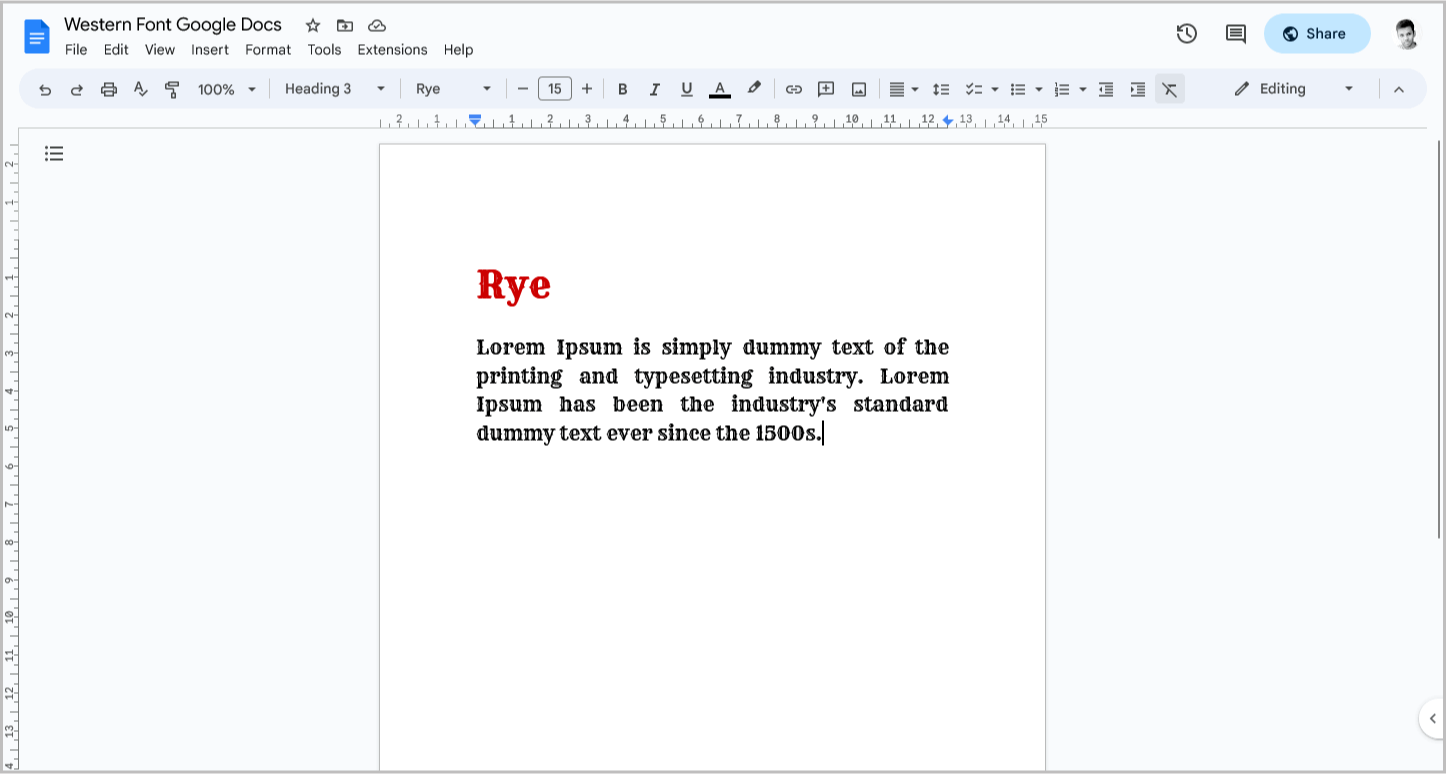 Western Font Google Docs