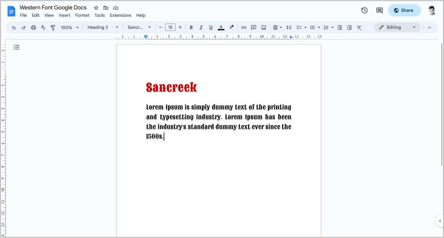 Western Font Google Docs