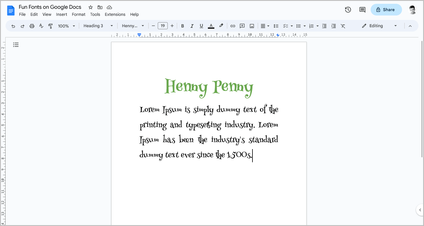 Fun Fonts on Google Docs