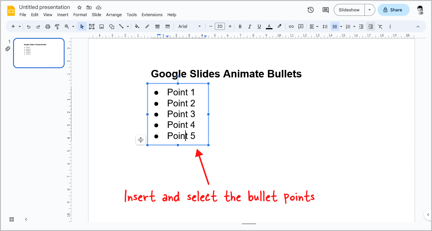 Google Slides Animate Bullets