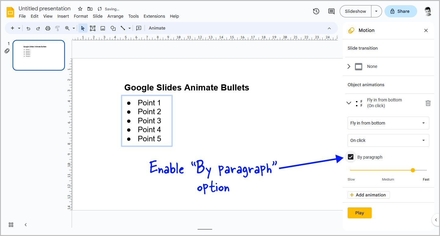 Google Slides Animate Bullets