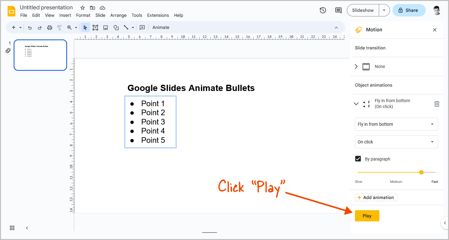 Google Slides Animate Bullets