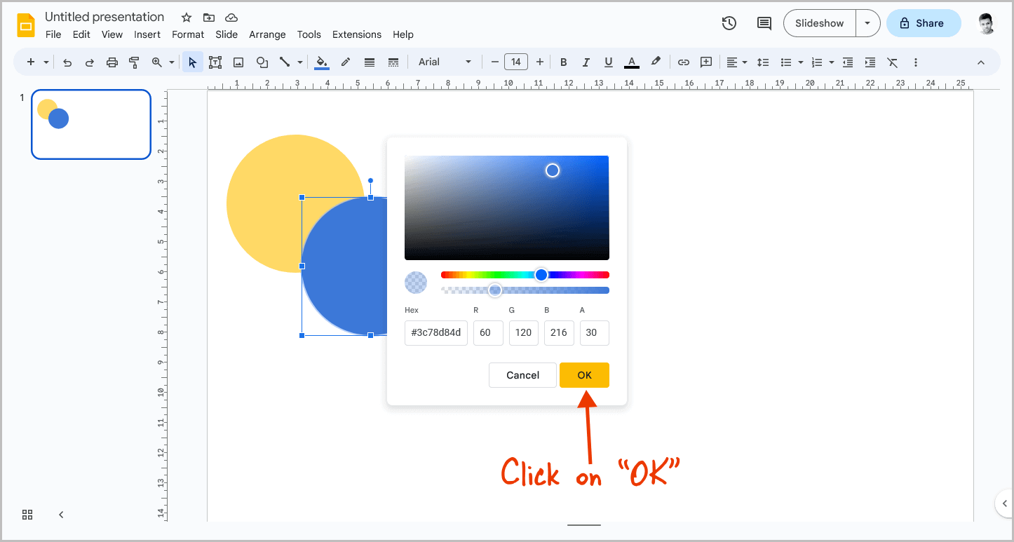 Google Slides Semi Transparent Shape