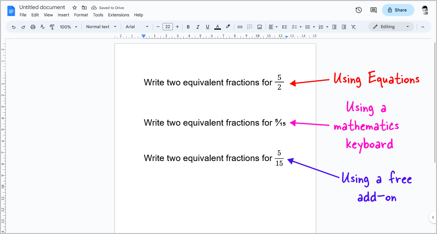 How to Make Fractions in Google Docs