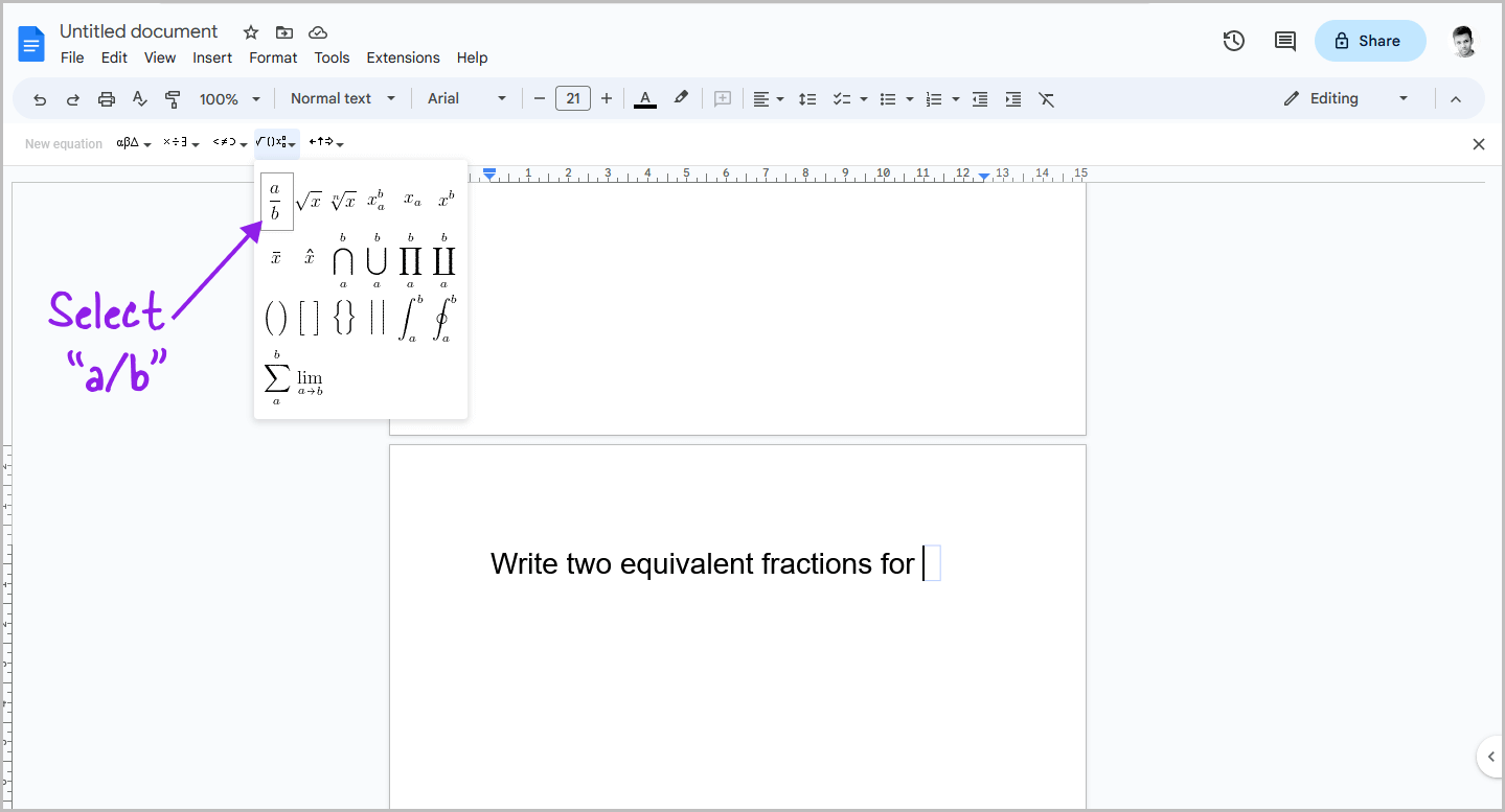 How to Make Fractions in Google Docs