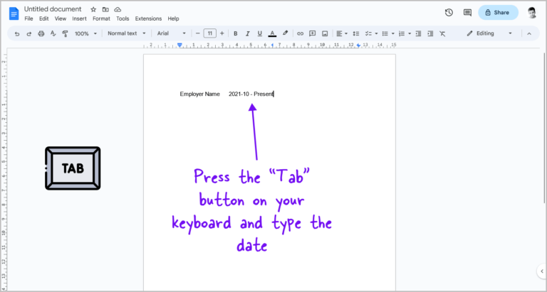 how-to-right-align-dates-on-resume-google-docs