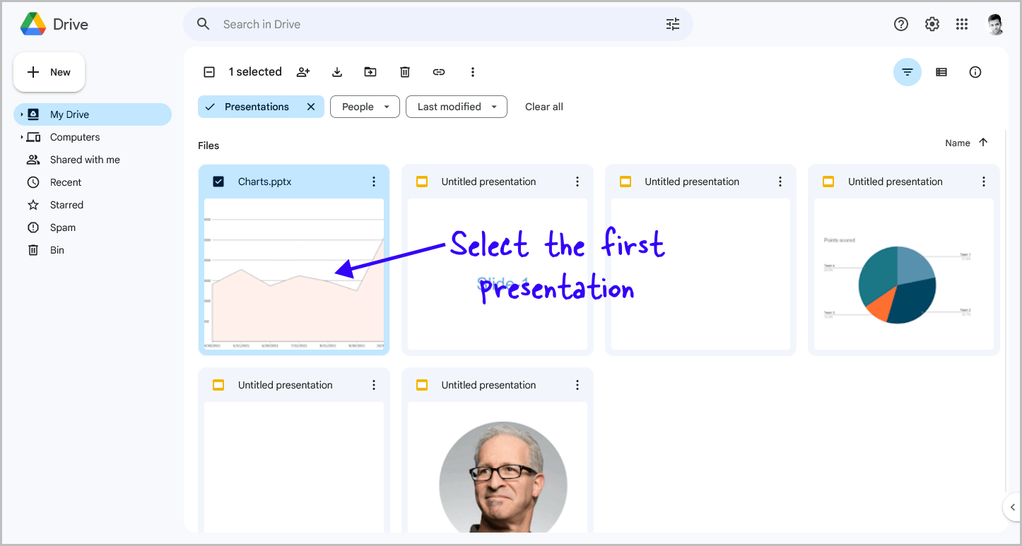 How to Select Multiple Presentations on Google Slides