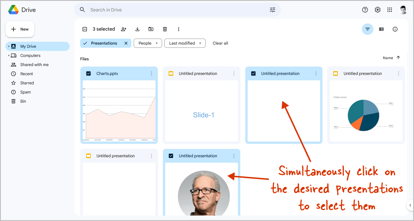 How to Select Multiple Presentations on Google Slides