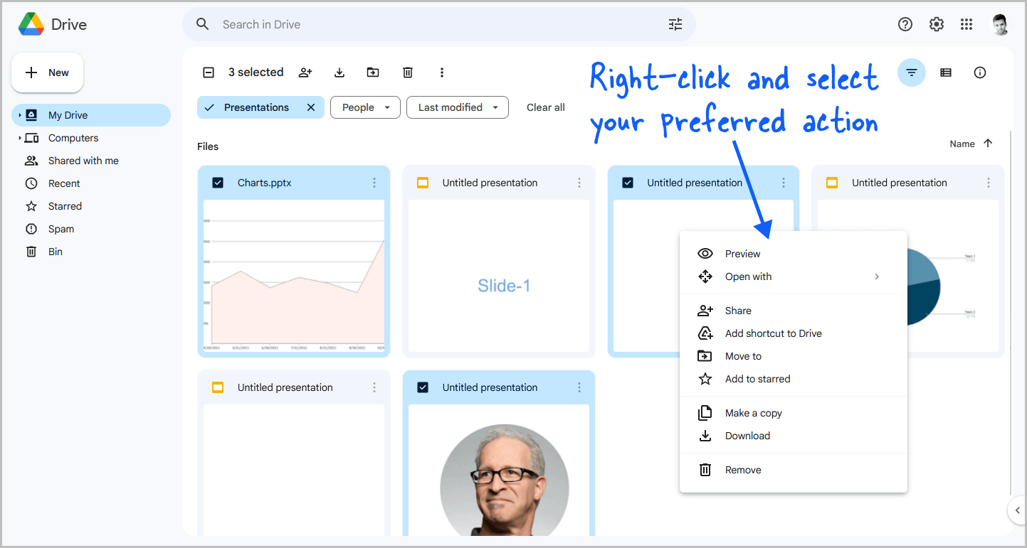 How to Select Multiple Presentations on Google Slides