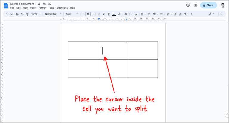 How to Split Cells in Google Docs