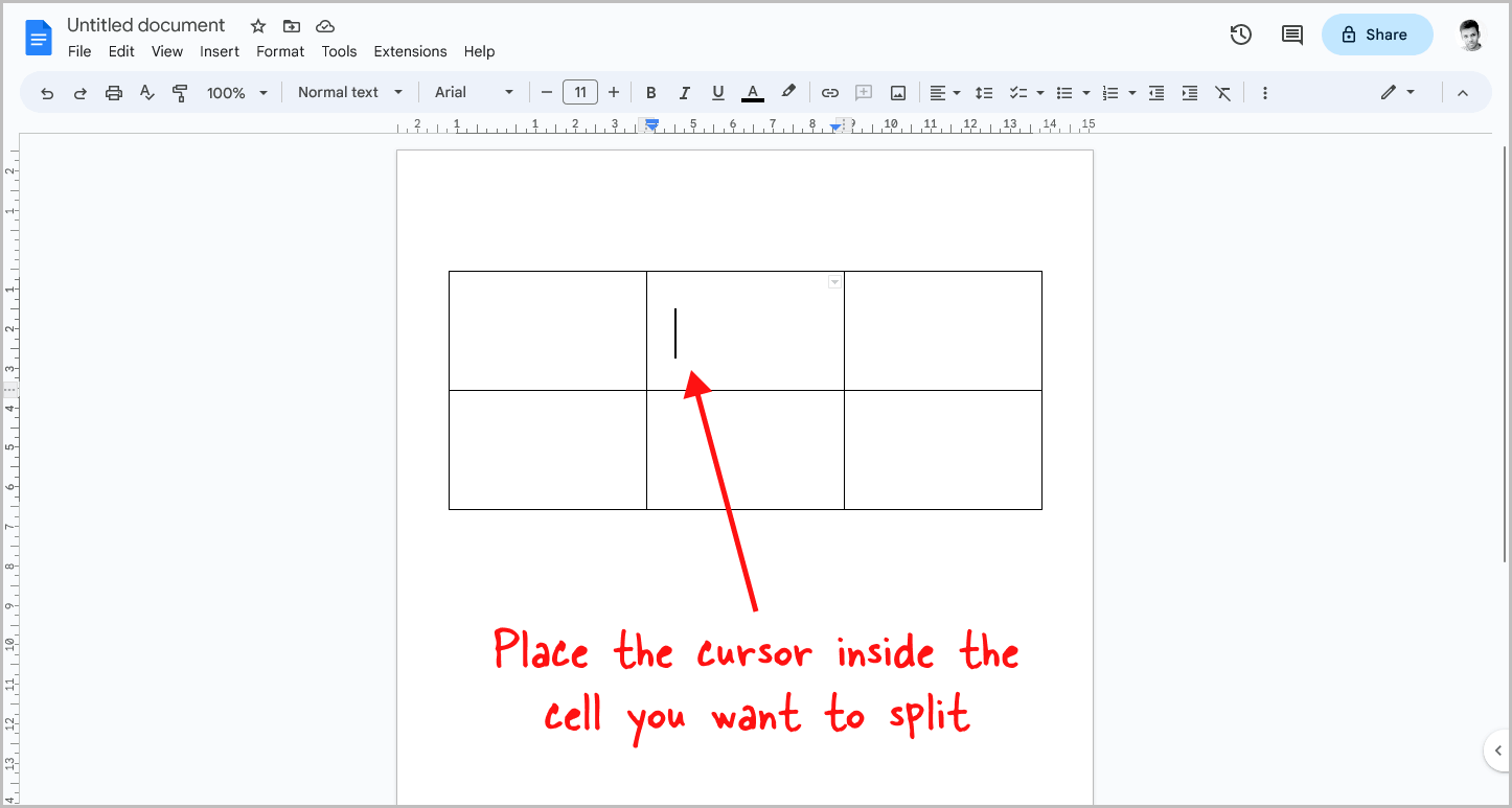 How to Split Cells in Google Docs