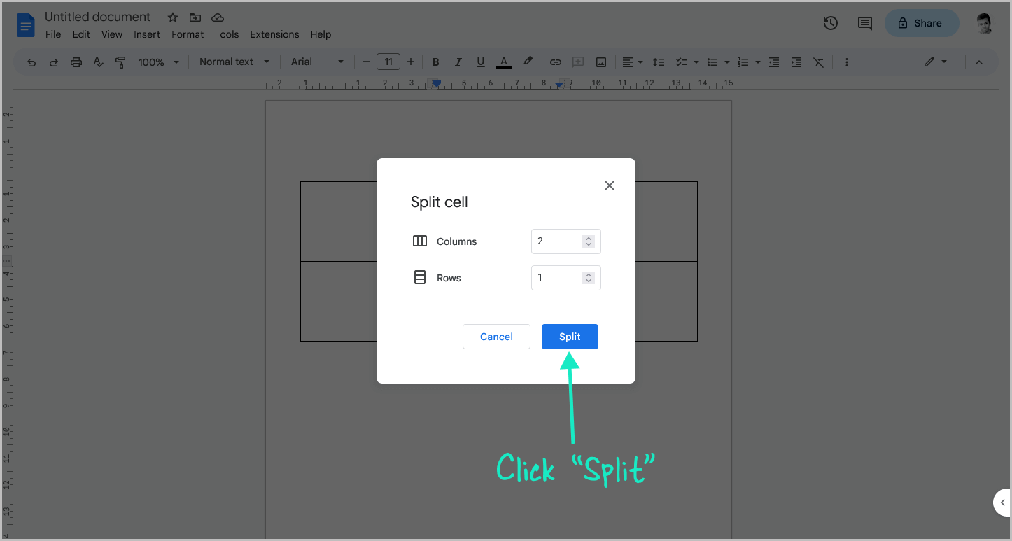 How to Split Cells in Google Docs