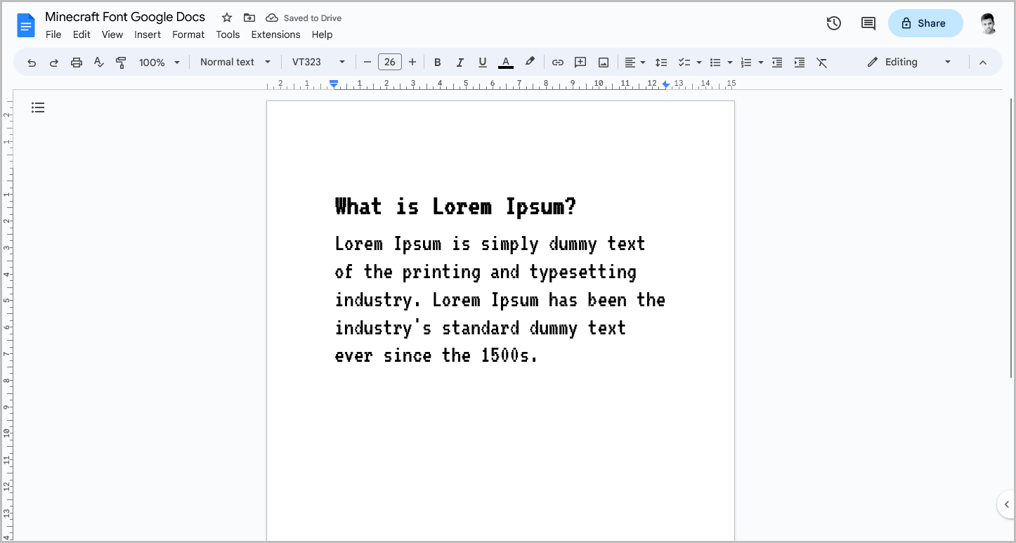 Minecraft Font Google Docs