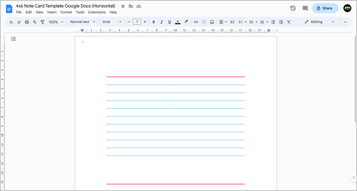 notecard size template google docs