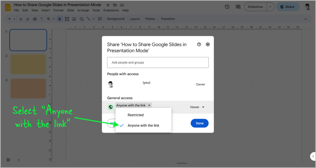 share google presentation