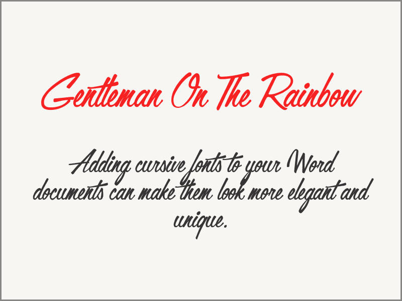 Cursive Fonts in Word