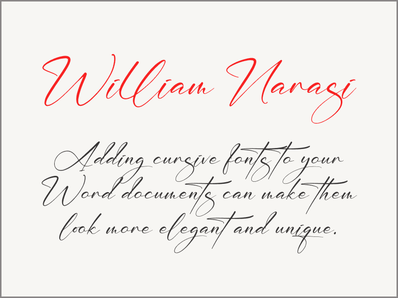free cursive fonts for word