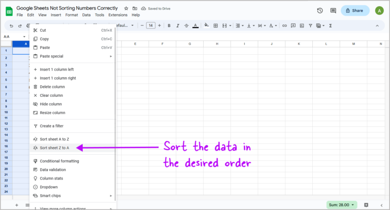 Google Sheets Not Sorting Numbers Correctly [FIX]