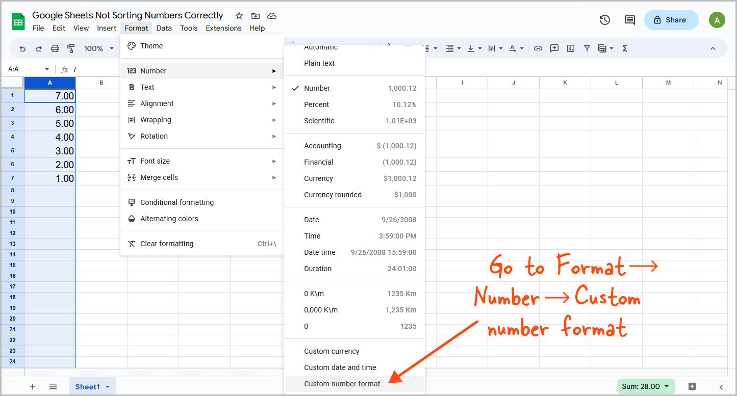 Google Sheets Not Sorting Numbers Correctly