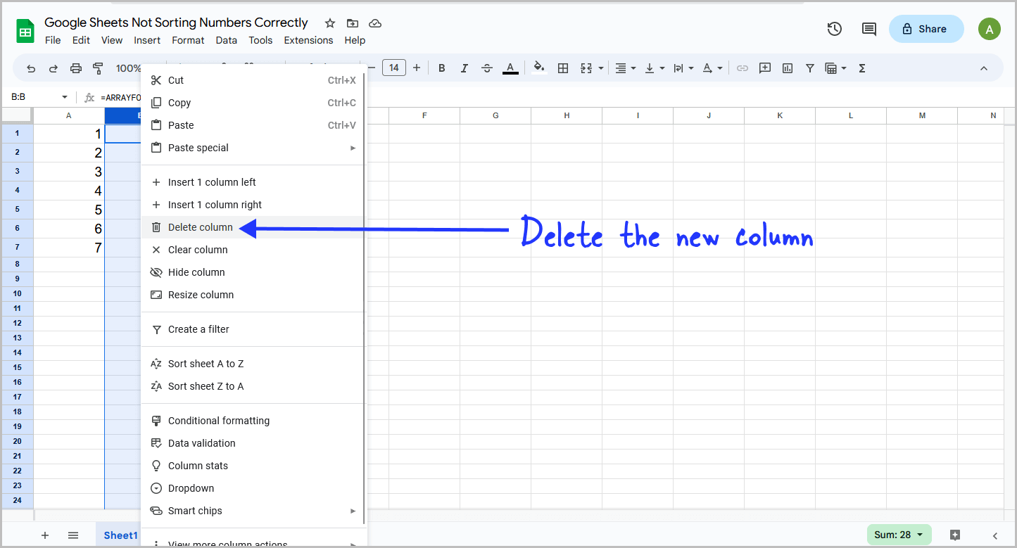 Google Sheets Not Sorting Numbers Correctly