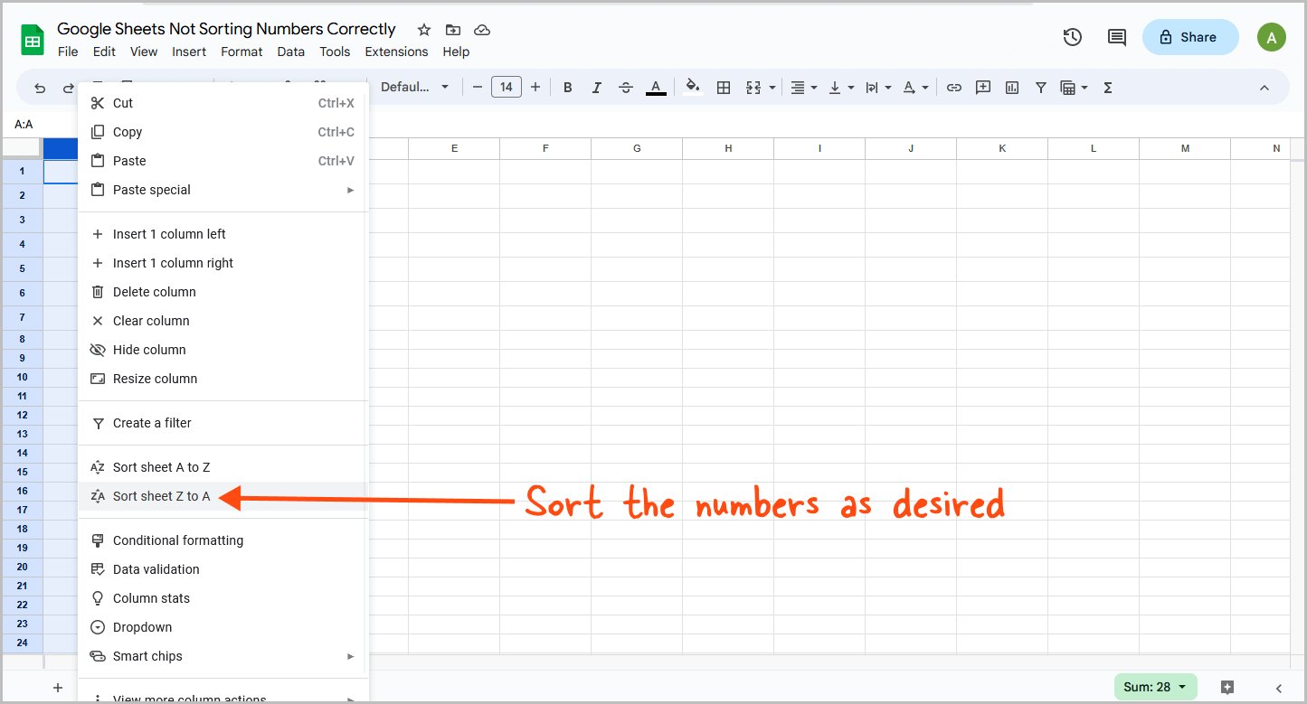 Google Sheets Not Sorting Numbers Correctly