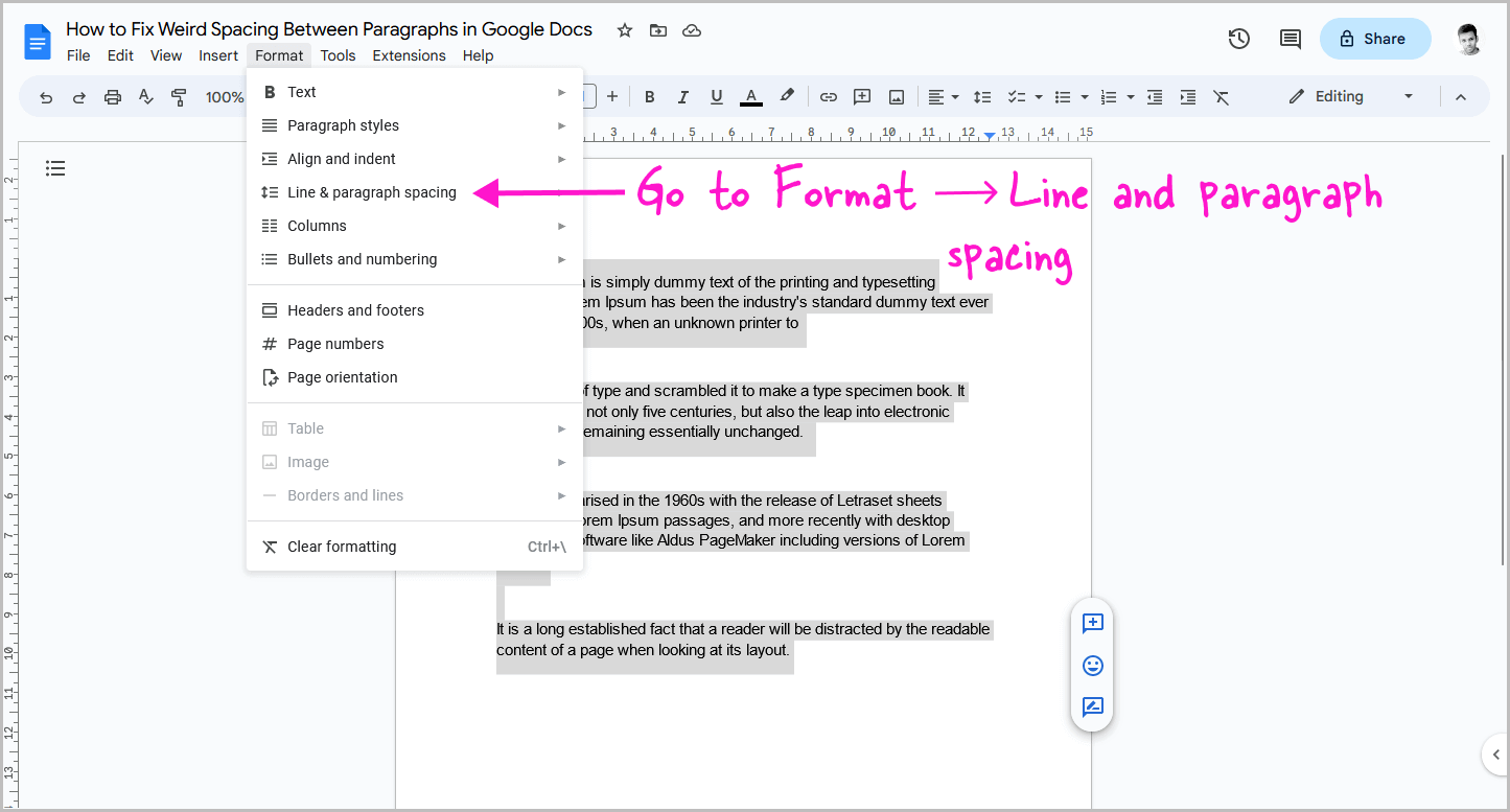 How to Fix Weird Spacing Between Paragraphs in Google Docs