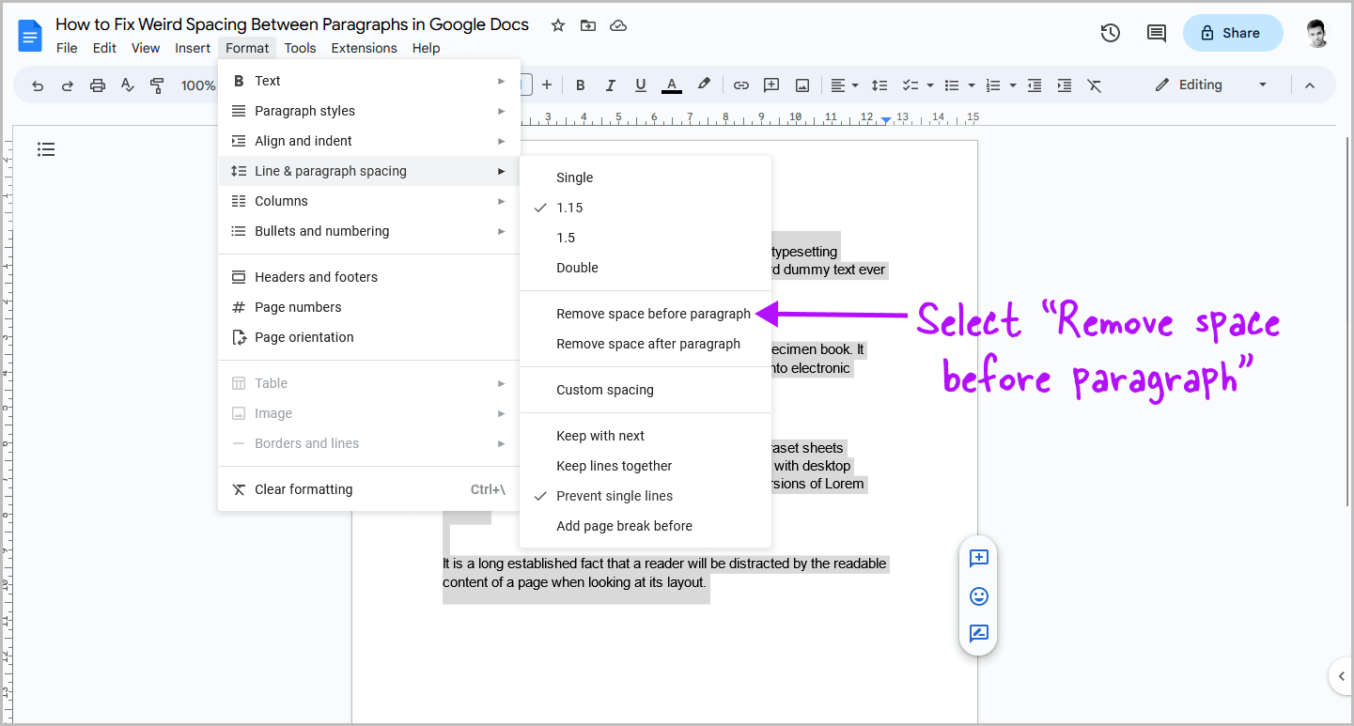 How to Fix Weird Spacing Between Paragraphs in Google Docs