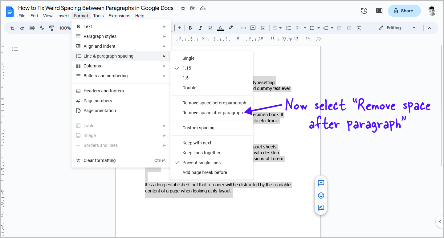 How to Fix Weird Spacing Between Paragraphs in Google Docs