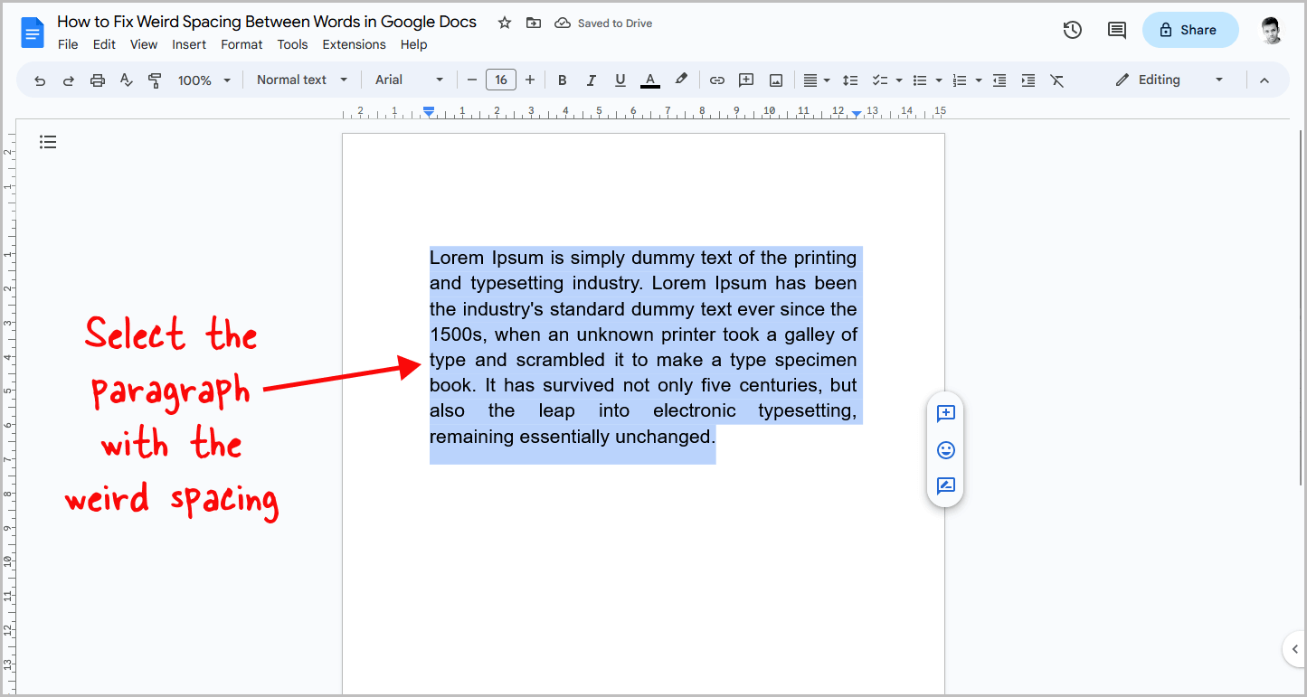 How to Fix Weird Spacing Between Words in Google Docs