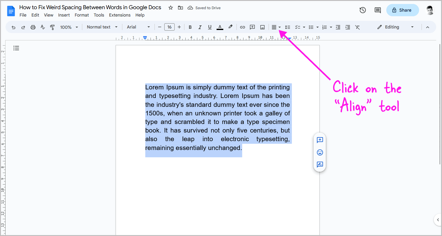 How to Fix Weird Spacing Between Words in Google Docs