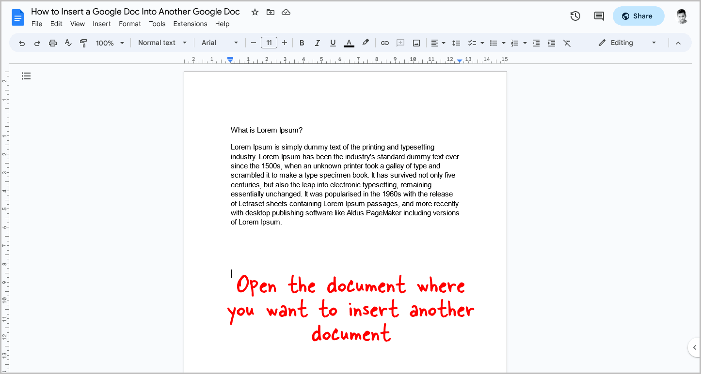 How to Insert a Google Doc Into Another Google Doc