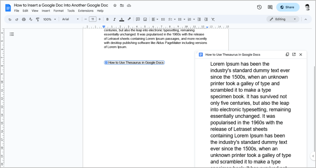 How to Insert a Google Doc Into Another Google Doc