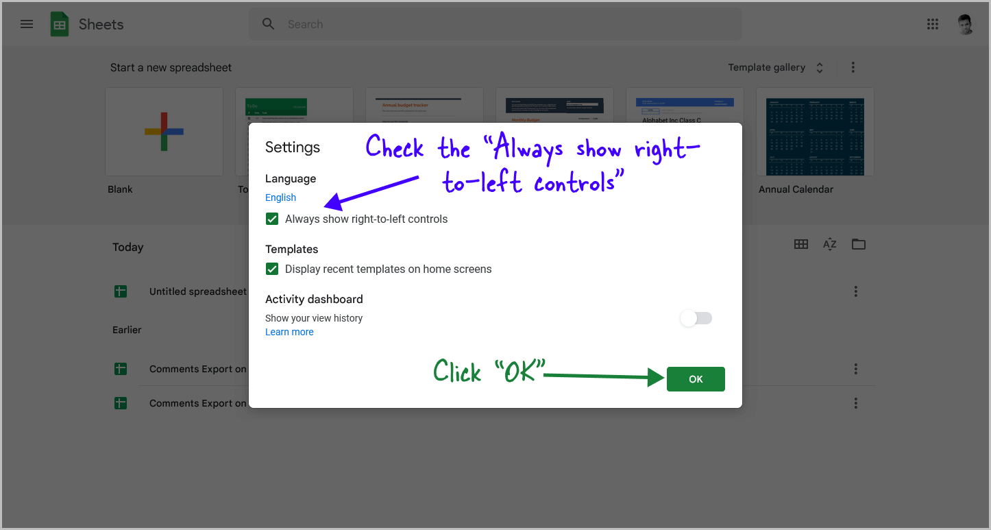 How to Make Google Sheet Right to Left