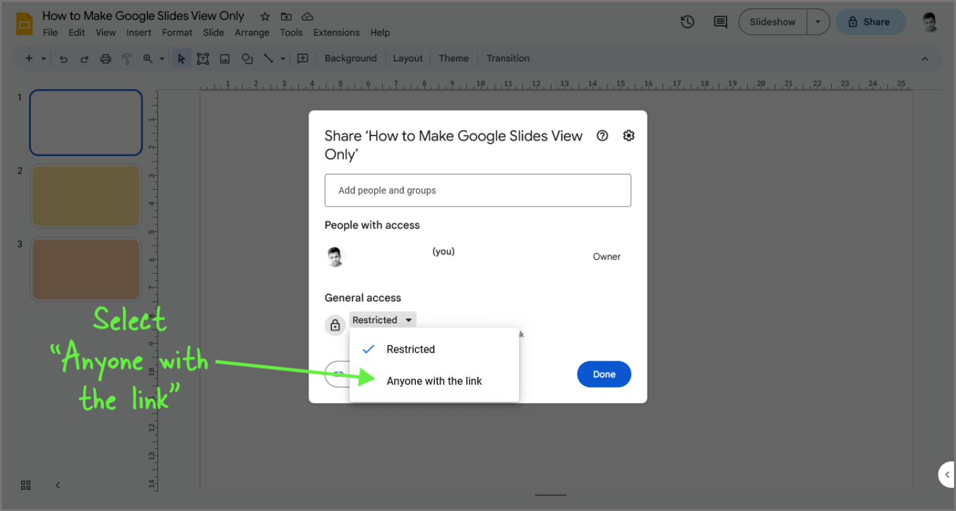 how-to-make-google-slides-view-only