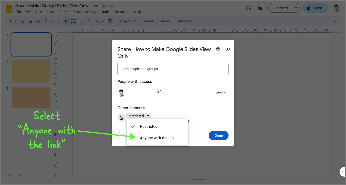 How to Make Google Slides View Only