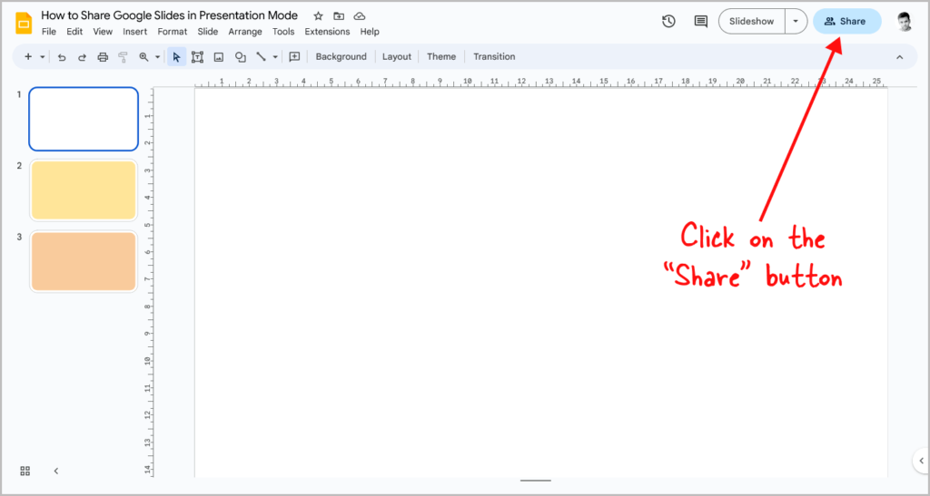 presentation mode on google slides