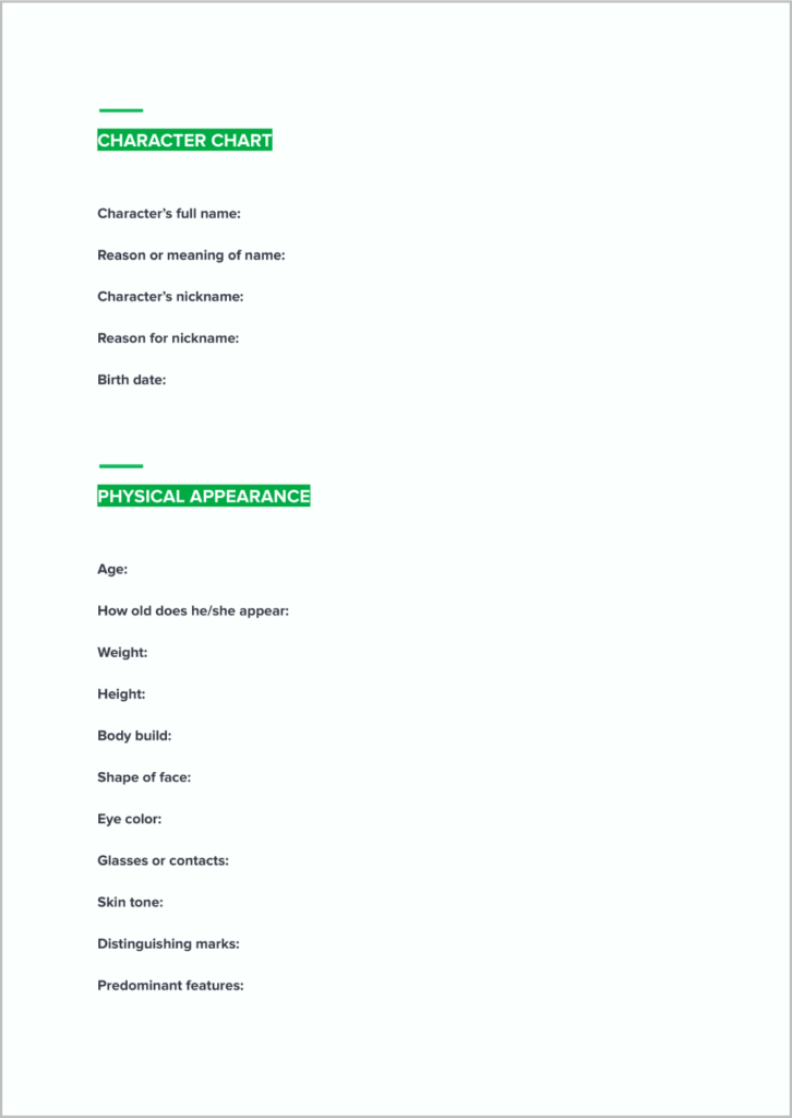 OC Template Google Docs [FREE]