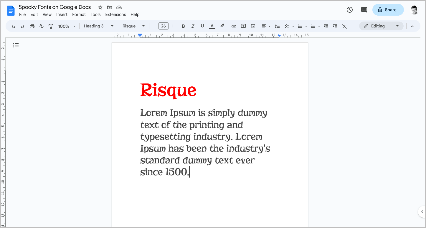 Spooky Fonts on Google Docs