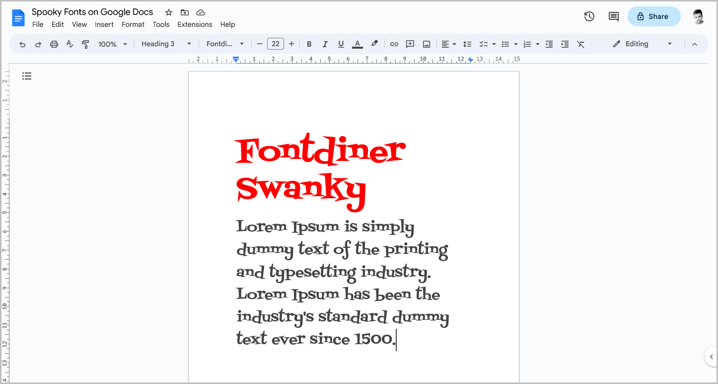 Spooky Fonts on Google Docs