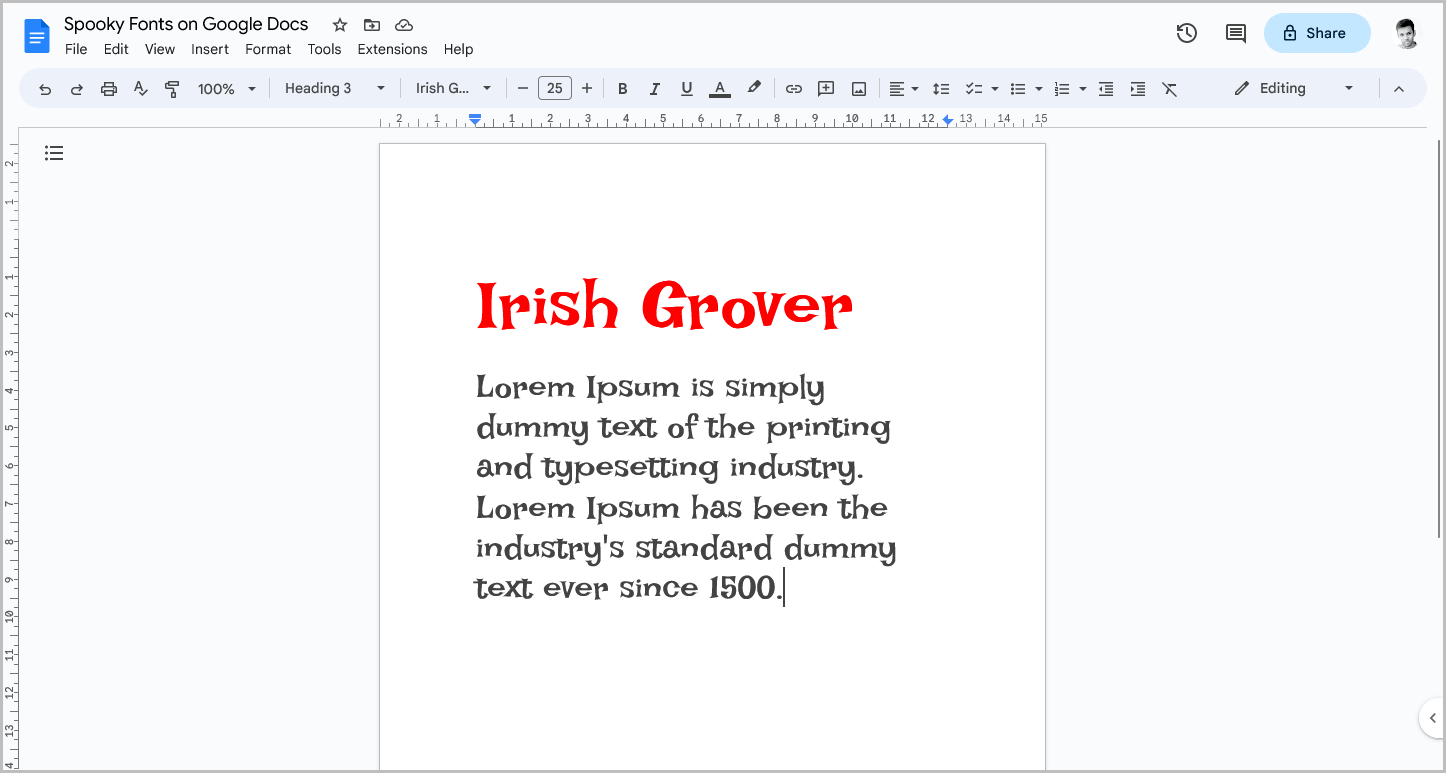 Spooky Fonts on Google Docs