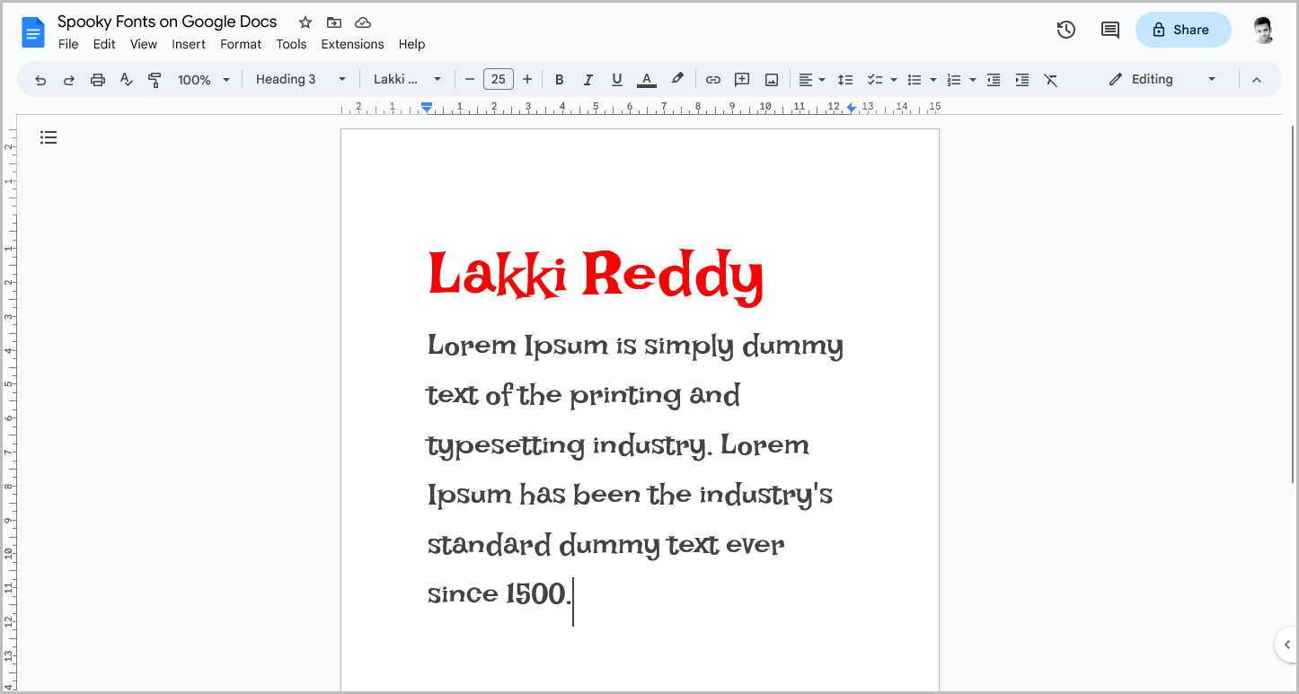 Spooky Fonts on Google Docs